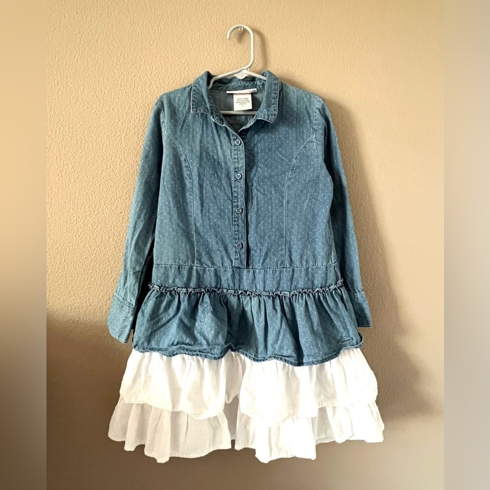 American Girl Chambray Ruffle Skirt Dress